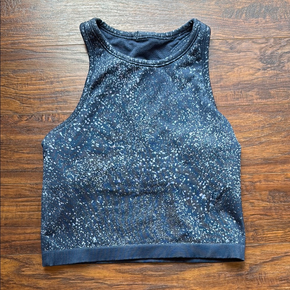 Lululemon Athletica Blue Sequin Sleeveless Crop Top